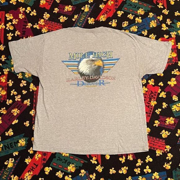 ‘08 Harley Davidson Mile High Denver Eagle Grey Graphic Tee Shirt / Size XL - Picture 2 of 5